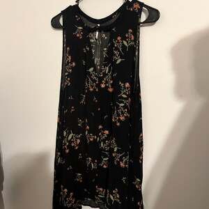 Free People Snap Out of It Black Floral Sleeveless Tree Swing Mini Dress